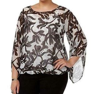 Alfani Printed Bell Sleeve Top Blouse NEW Size 1X